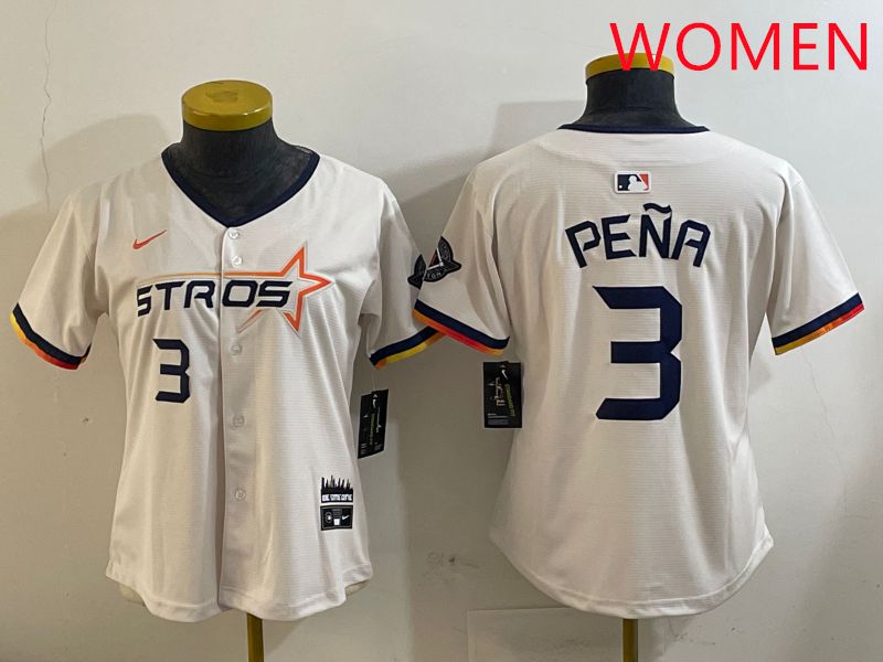 Women Houston Astros #3 Pena Cream Three generations Joint Name 2025 Nike MLB Jersey style 410->women mlb jersey->Women Jersey